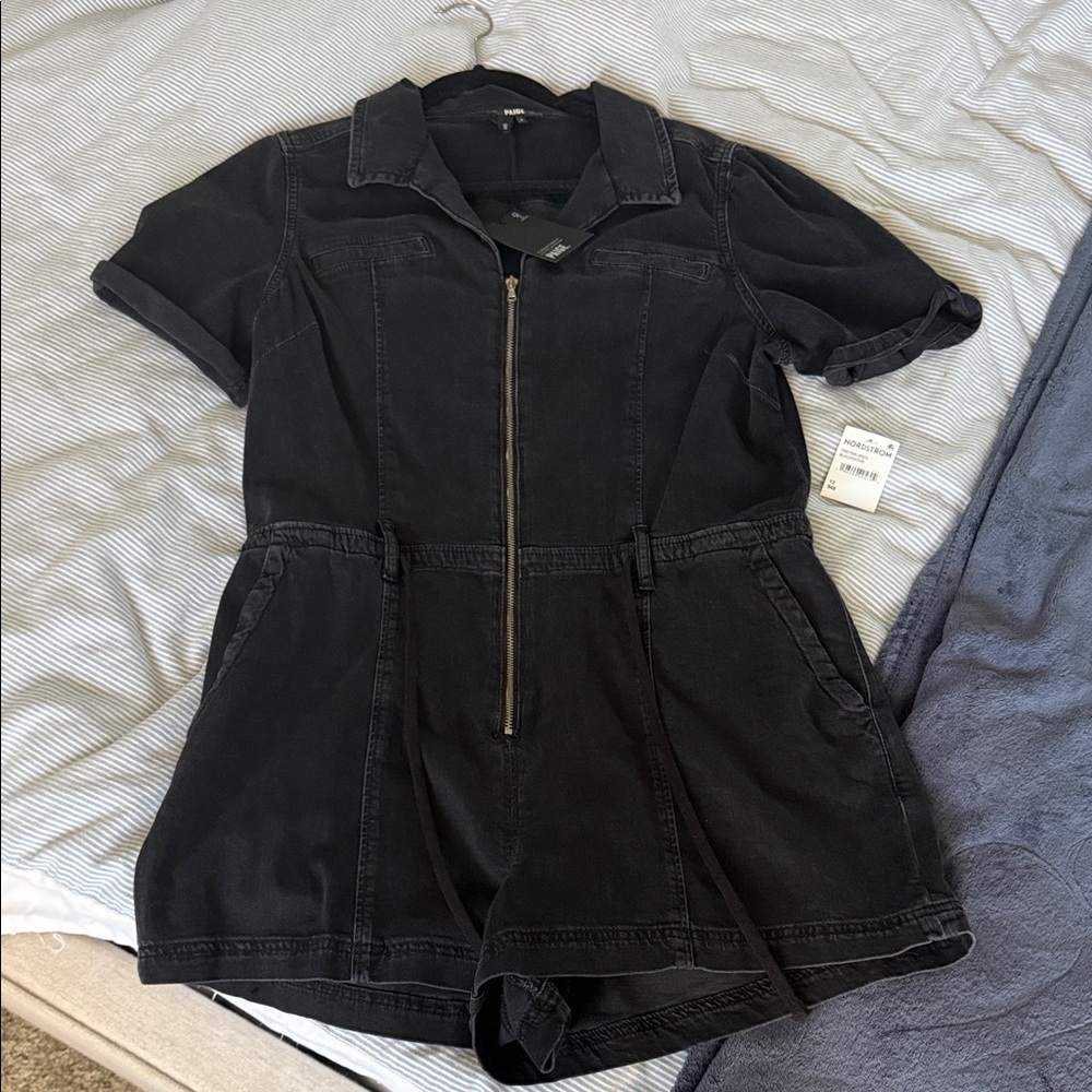 PAIGE Black Zippered Romper